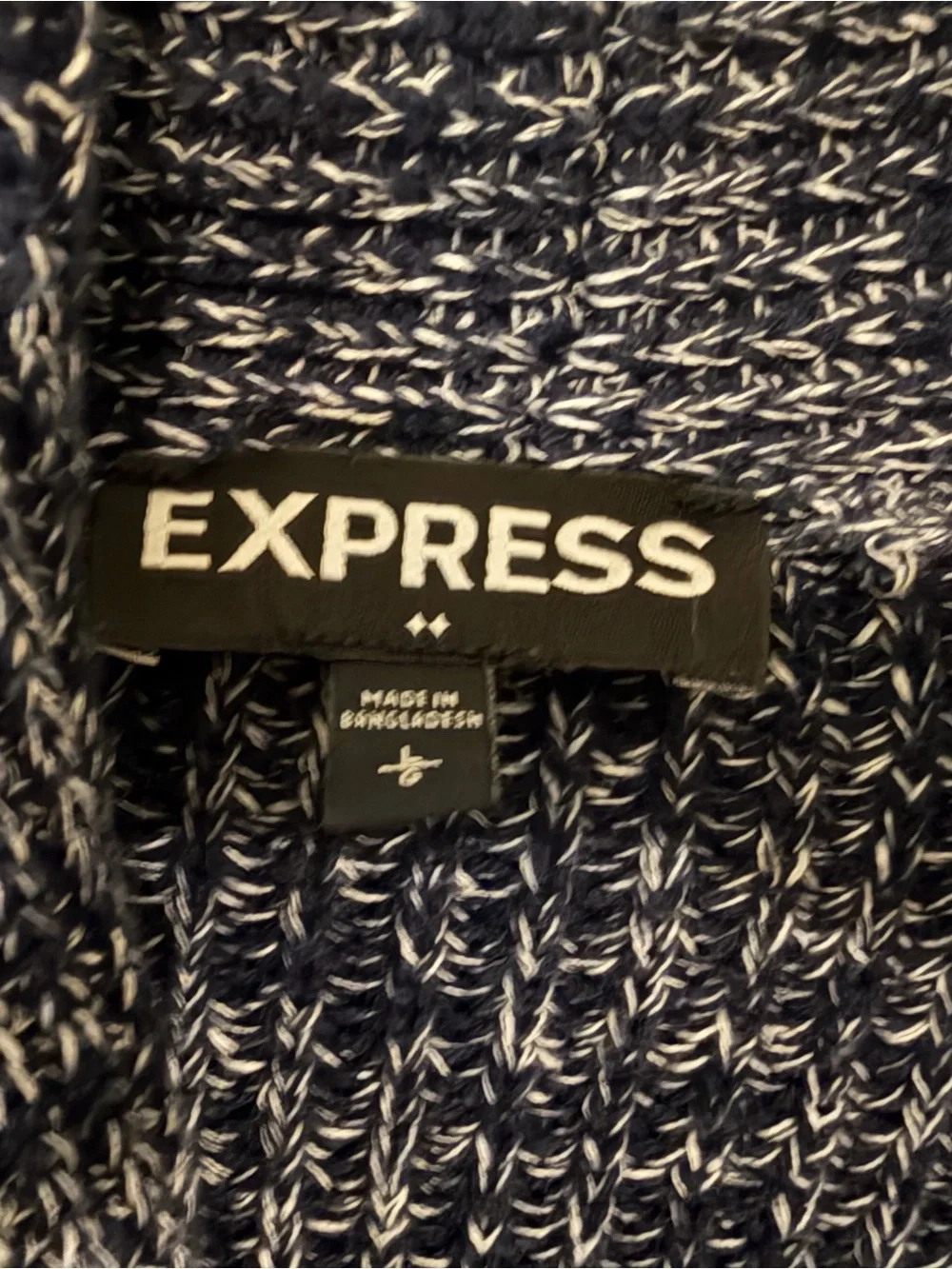 Express Men’s Navy Marled Shawl Collar Cardigan